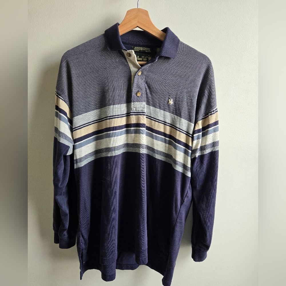 Knights Of Round Table Navy Striped Polo Shirt